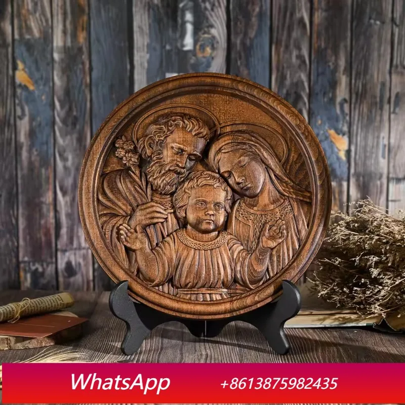 

Religious Wood Carving Holy Family Ornaments Mary Joseph Statue Baby Jesus Catholic Decoration Gifts