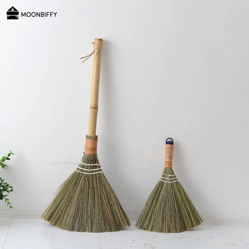 Retro Japanese Soft Hair Wood Floor Sweeping Brooms Straw Braided Household Floor Cleaning Household Floor Useful Cleaning Tools