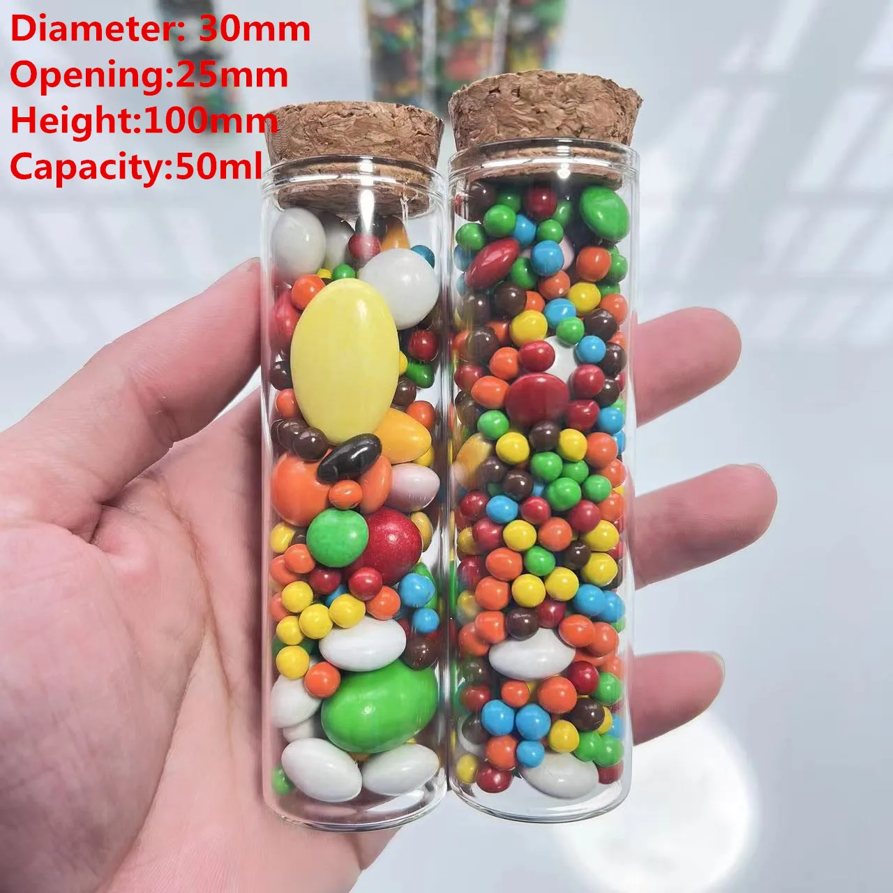 

Wedding Dragees Glass Test Tube 25*30*100mm 50ml Marriage Dragees Glass Bottle Corks Stopper Bottle Container Vial DIY Craft