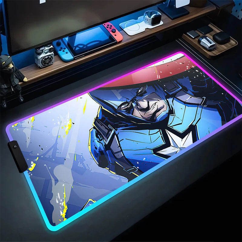 Captain America LED Luminous Mouse Pad PC Marvel Manga Gaming Keyboard Rug RGB Large Mousepad PC Anime Gamer Cabinet Desk Mat