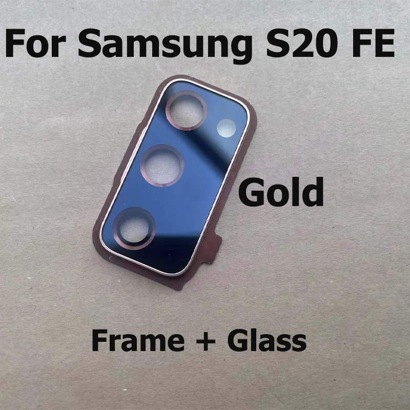 For Samsung Galaxy S20 FE Back Camera Glass Lens + Frame Rear Housing Back Cover With Metal Frame Holder Replacement