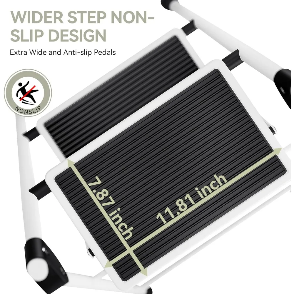 Escada dobrável de 4 degraus para serviço pesado com corrimãos para adultos – Banqueta de aço resistente, leve e portátil