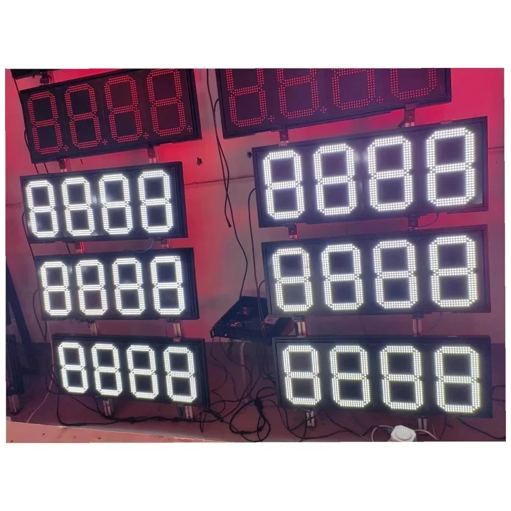 ป้ายราคาอิเล็กทรอนิกส์แบบตั้งโต๊ะ ขนาด 18 นิ้ว สีขาวล้วน แสดงตัวเลข 8.8.8.8