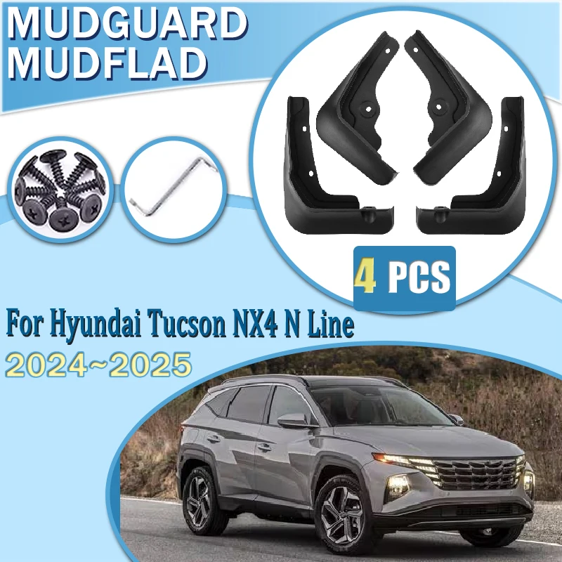 

For Hyundai Tucson NX4 N Line 2024 2025 Car Rear Set Splash Guard Front Rear Fenders Mud Guard Splash Mudguard Parts Accessories