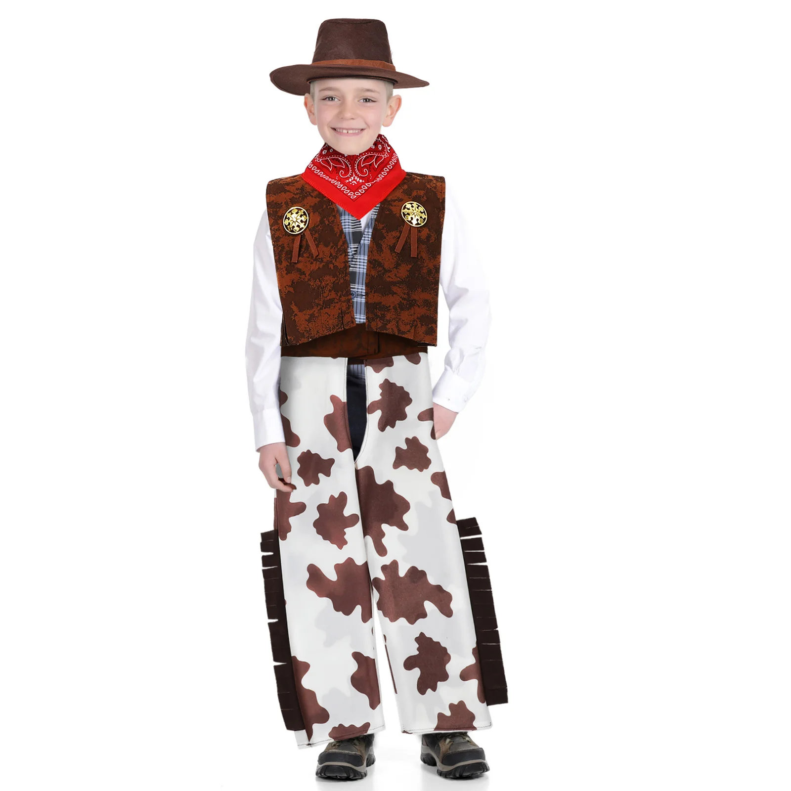 Children Cowgirl Outfit Baby Boys Hat Costume Dress Up Toddler Halloween Clothing Fashionable Complete Set Comfortable