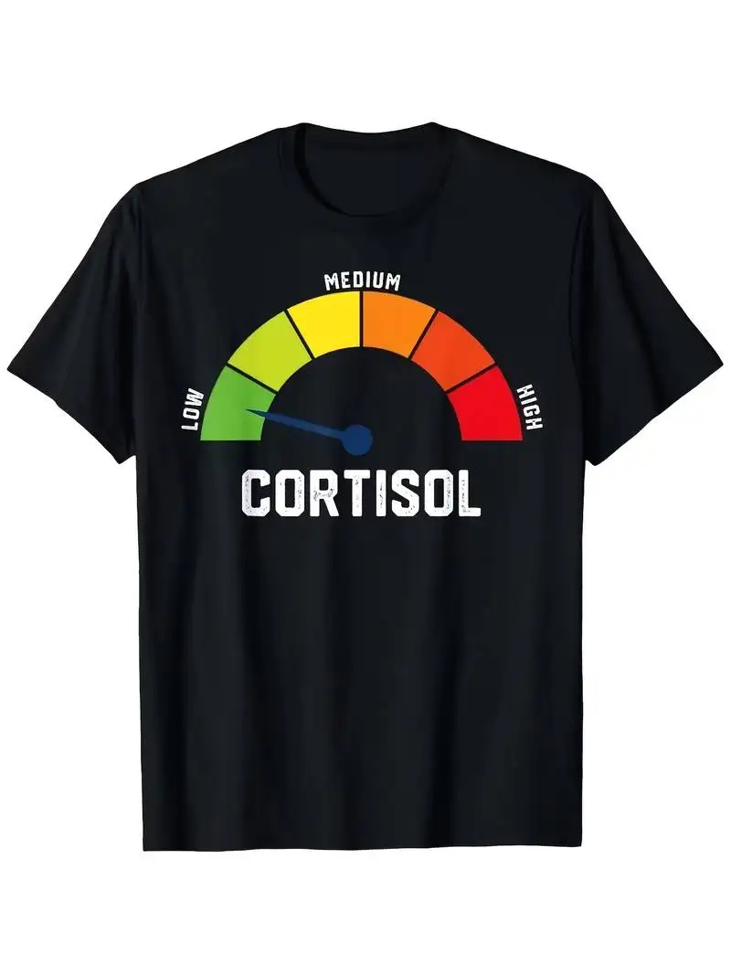 Gradient Scale Pressure Gauge Design Quirky Cortisol Lettering Casual Top New Men's Fashion Print Short Sleeve T-Shirt Summer