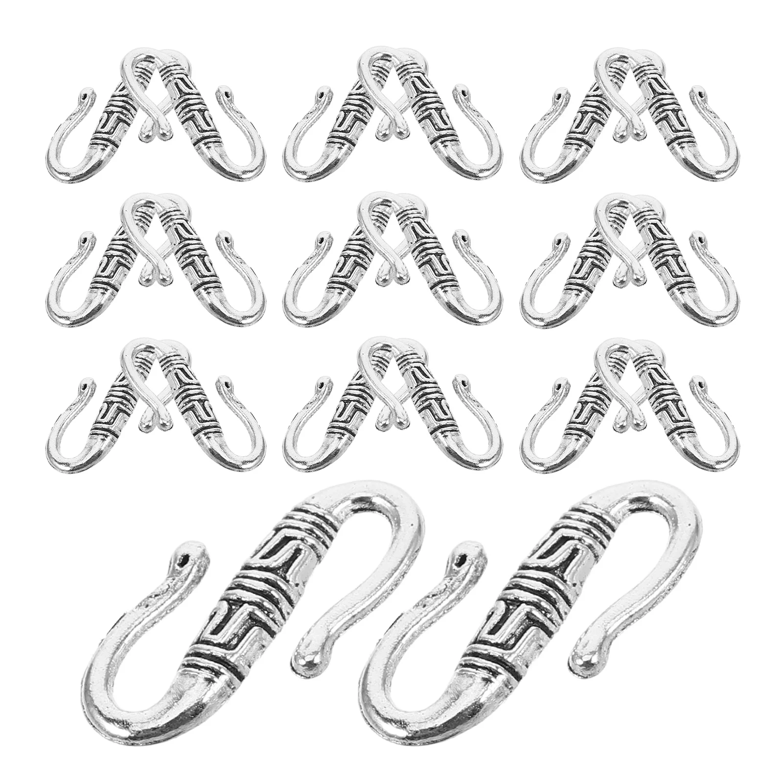 

20 Pcs Vintage Alloy Jewelry Clasp Silver S Shape Tibetan Style Lightweight Small Bracelet Necklace Making Hook
