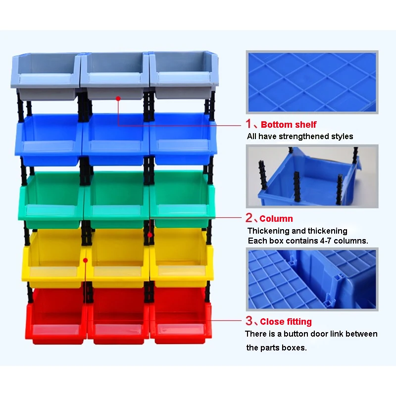 Multifunctional Combina Thickening Storage Shelves Case Inclined Mouth Component Combination Plastic Screw Box Vertical