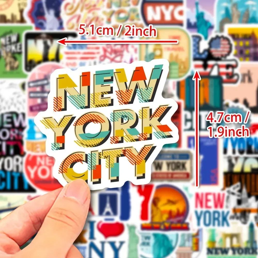 50Pcs New York America Landmark Building Stickers DIY Skateboard Motorcycle Suitcase Notebook Guitar Decals Decor Kids Toys