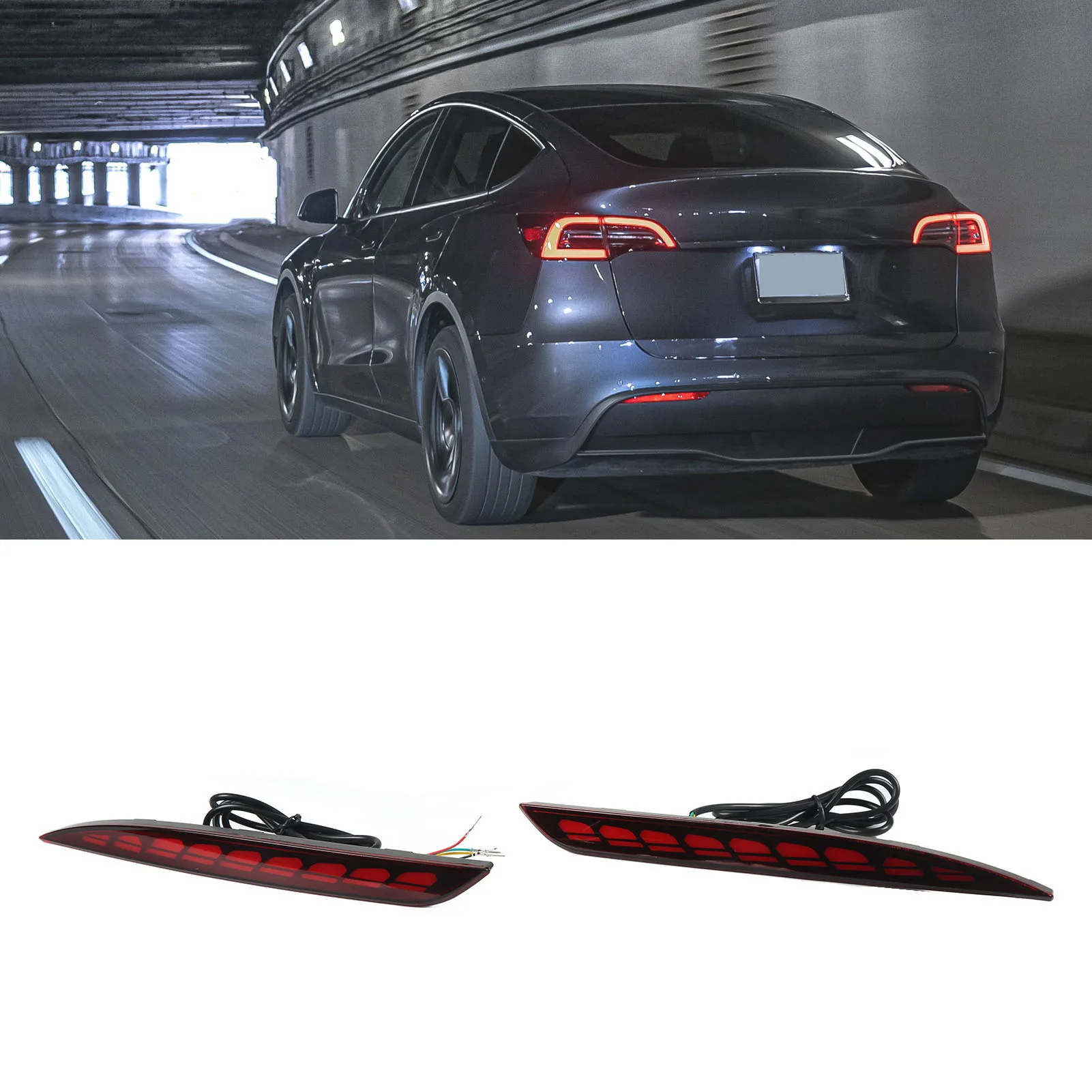 

Для Tesla Model Y 2020 2021 2022 Тип 2 пара левый и правый задний бампер фонарь тормоза сигнала поворота лампа для бега с лампочками