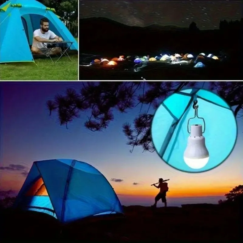 

Solar LED Bulb Solar Panel Powered Light Tent Lamp Yard Camping Outdoor Solar-Powered Chicken Coop Light Emergency Power Outage