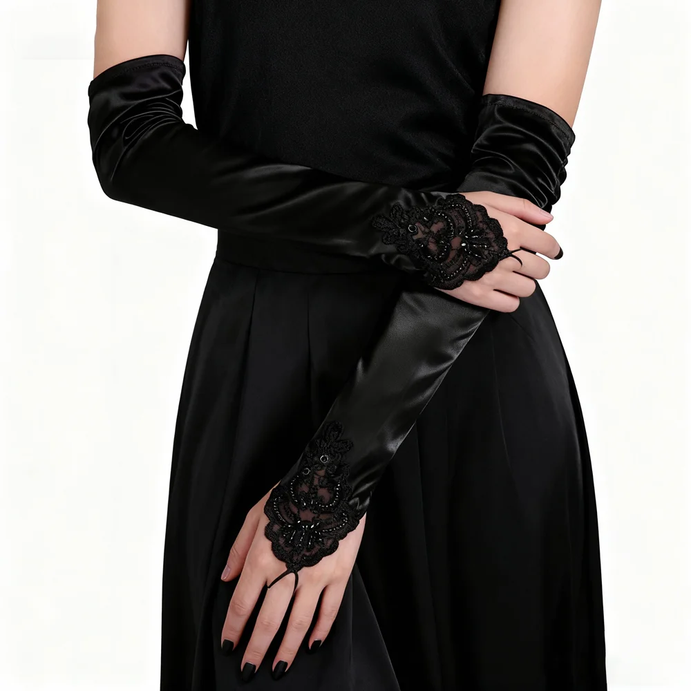 

PESENAR Vintage Detective Style Black Lace Gloves for Retro Private Investigator Costume Party Accessory