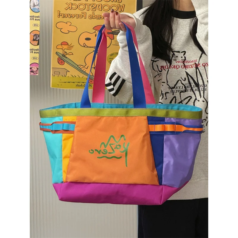 Women's lightweight and Stylish Short-Trip Bag, mommy Bag in Korean Style, Extra-Large Capacity Outdoor Color-Blocked Shoulder B