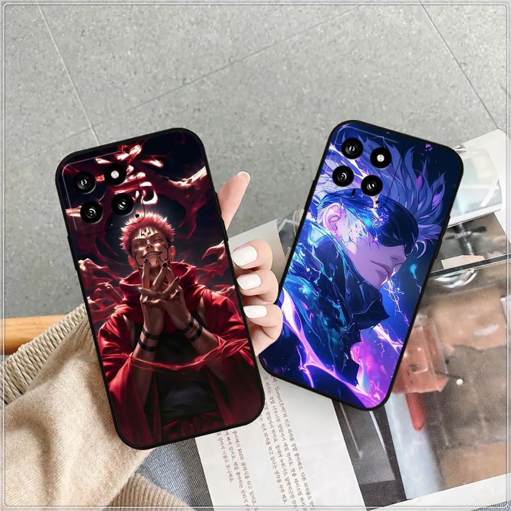 Cool Jujutsu Kaisen Anime Case For Xiaomi 14C 13C 12 12C 10 10C 9 9C 9A 9T 8 8A 7A A2Plus A1 K60Ultra K40Pro 5G Black Soft Cover