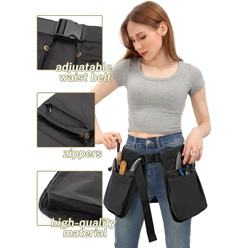 Multi-Pocket Zippered Waist Bag, Lightweight and Close-Fitting Apron Tool Bag, Multifunctional Outdoor Hiking Waist Bag