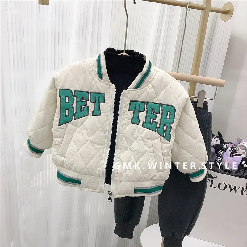 

Girls' Baseball Jacket Autumn Winter New Cotton-Padded Stylish Boys' Clothing Late Autumn Top