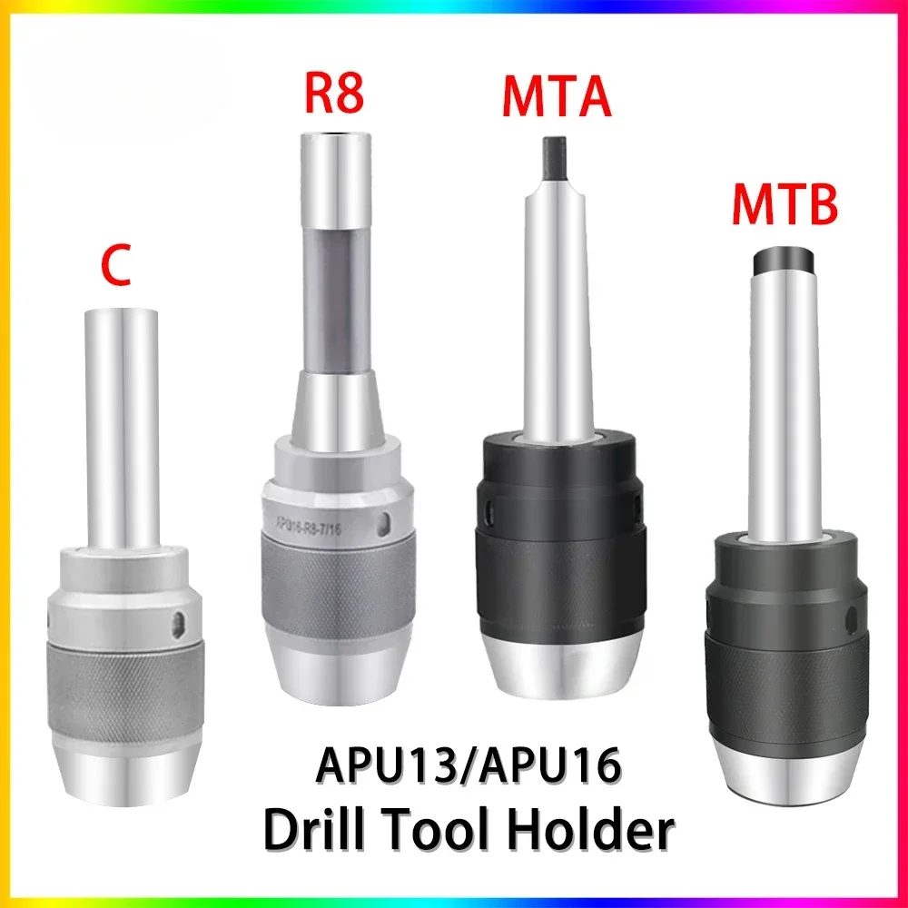 MT2 MT3 MT4 C20 C25 C32 R8 7/16 M12 Tool Holder Spindle APU13 APU16 CNC Integrated self-tightening Morse three-jaw drill chuck