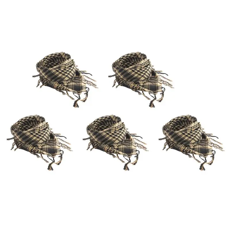 

TEXU 5X Unisex Scarf Polyester Lightweight Plaid Tassel Arab Desert Shemagh,Beige