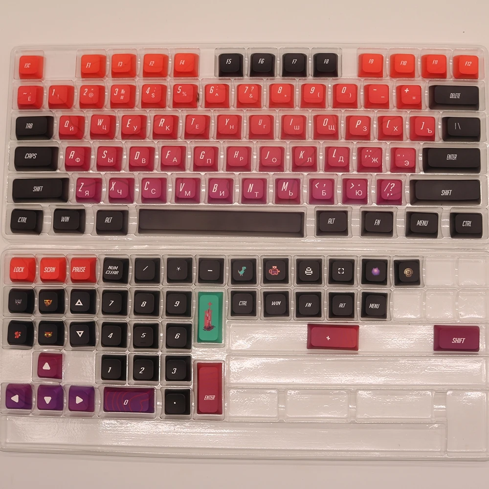 

GMK smoothie high value XDA red dark pattern green and blue five sides hot sublimation 87 keys keyboard keycap 116 keys