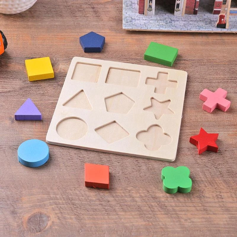 Wooden Puzzle Geometric Shapes 3D Puzzle Montessori Toys Sorting Math Preschool Learning Wood Puzzles Toys For Kids image 4