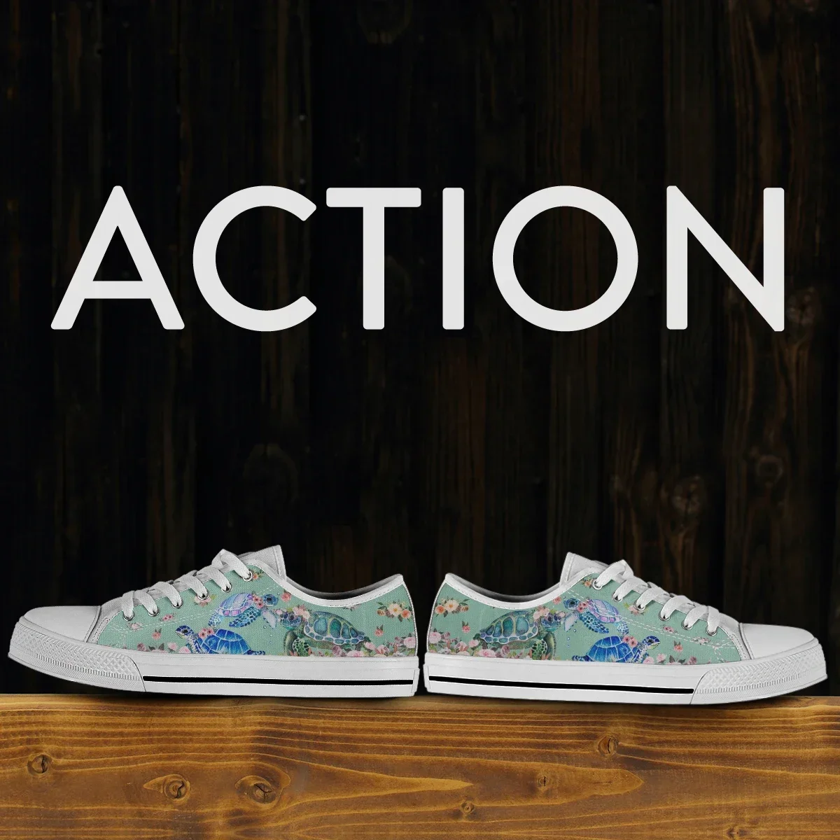 Women Blue Sea Turtle Pattern Canvas Shoes Fashion Summer Casual Breath Sneakers Student Casual Shoes Low Top Flat Shoes