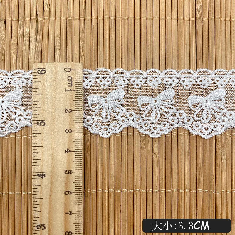 15 Yard Exquisite Double-Sided Polyester Barcode Butterfly Knot Decoration with Lace and Mesh Embroidery for Dressmaking