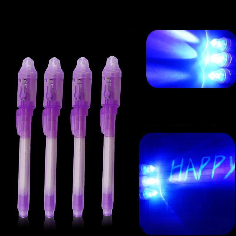 Invisible Fluorescent Pen with Round Head Automatic Vanishing Pen Comes with A Purple Light Anti-counterfeiting Marker Pen