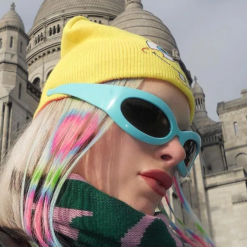 Übergroße Y2K-Sonnenbrille für Damen, trendig, großer Rahmen, Vintage-Sonnenbrille, modisch, futuristisch, Punk, Silbertöne, 2000er-Jahre