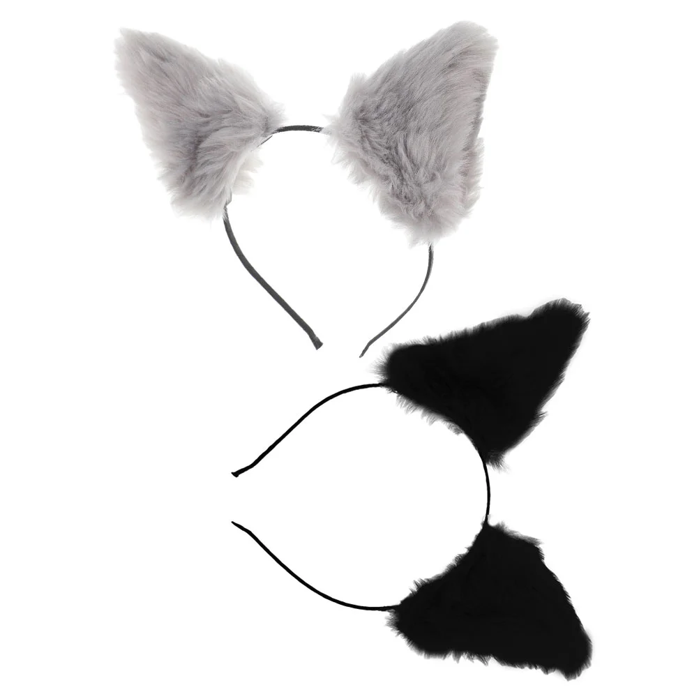 2 pezzi di peluche orecchio di gatto fascia pelosa orecchie di Halloween fascia per capelli morbida donna ragazza costume accessorio per feste orecchie di gattino