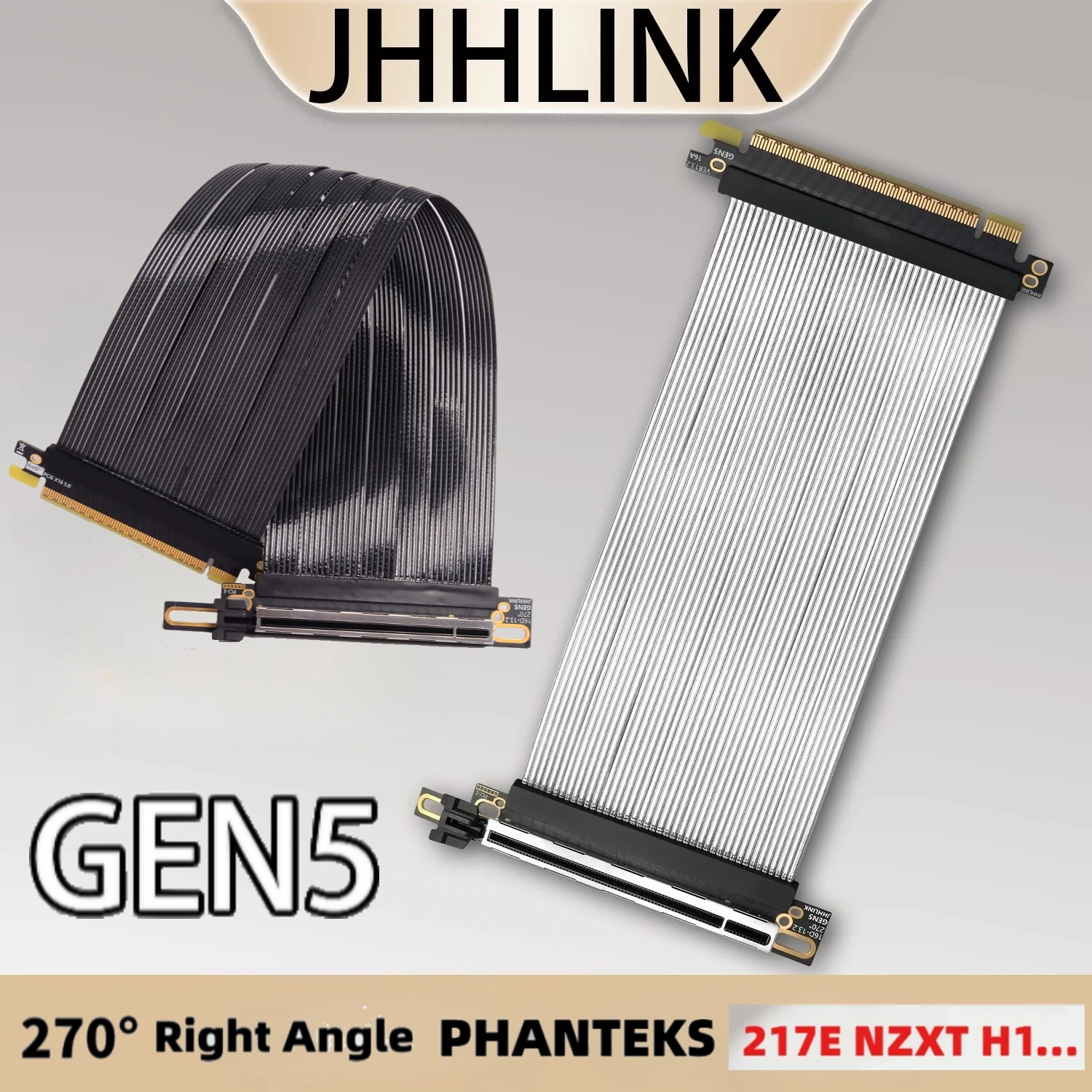 

Вертикальный удлинитель графического процессора PCIe 5.0 X16 Riser Cable Gen5 для NZXT H1 270, обратный прямоугольный для видеокарты корпуса PHANTEKS 217e