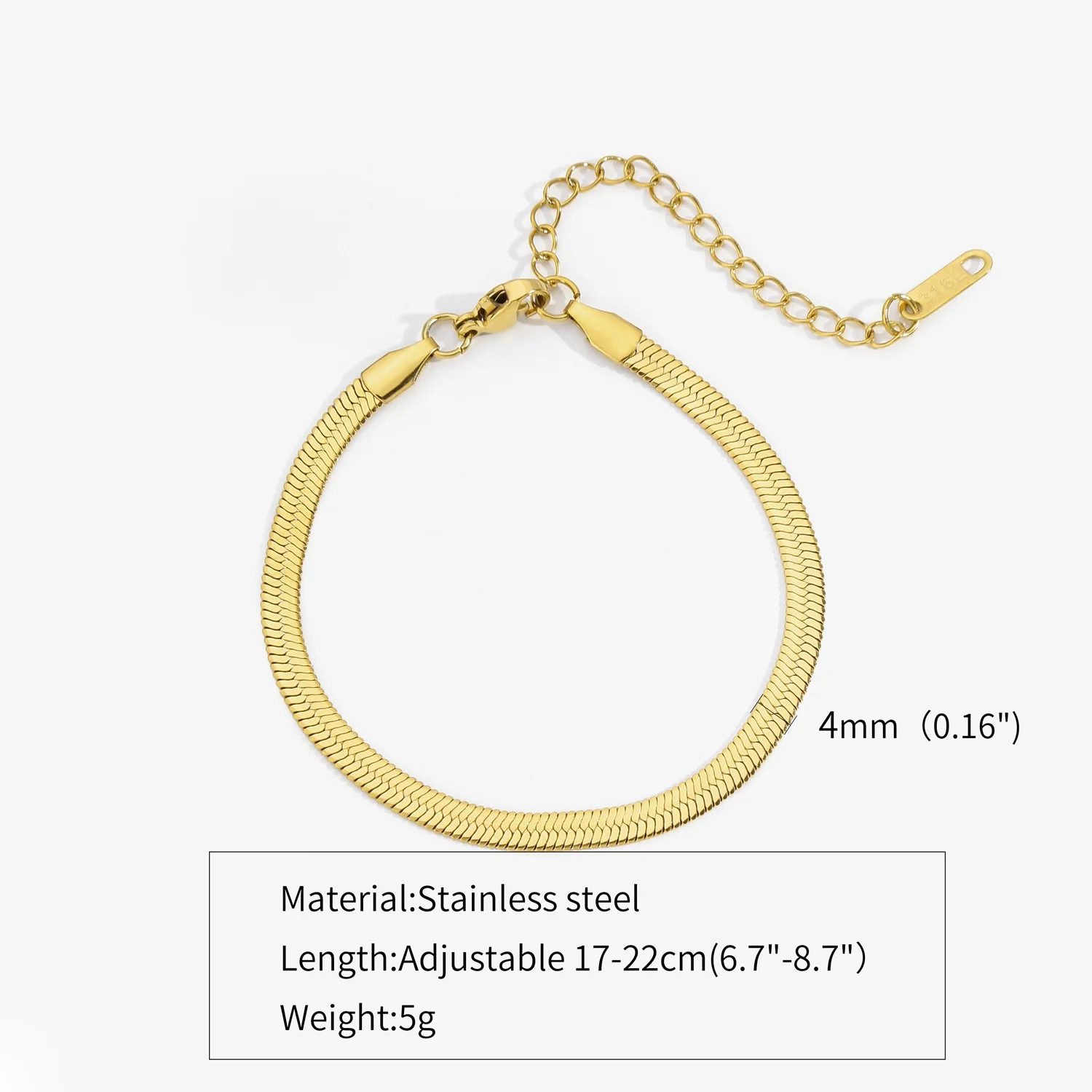 Hip-Hop Herren Dünne Schlangenkette Armband Retro Goldfarben Edelstahl Schmuck Mode Outfit Accessoires Geschenk – Detail 6