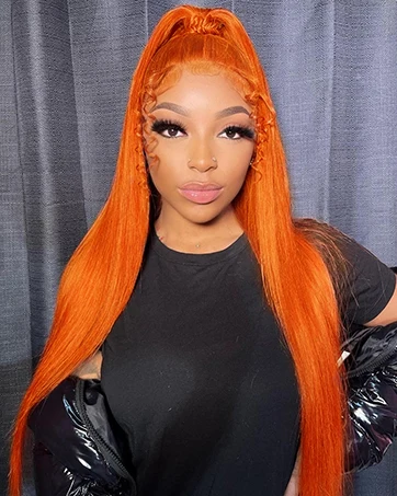 

30 Inch Orange Ginger Lace Front Wigs Human Hair For Women Straight 13x4 13x6 Lace Frontal Wig 350 Colored Pre Plucked Wigs