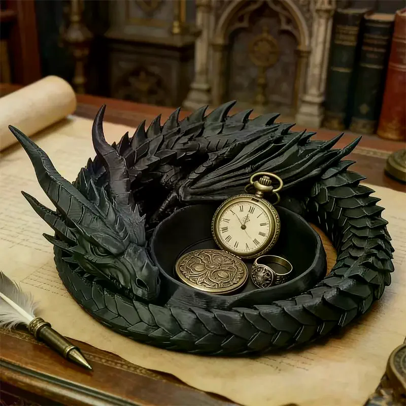 Creative Gothic 3D Printing Dragon Tray Dark Style Plastic Jewelry Storage Tray Decorative Desktop Organizer Key Holder