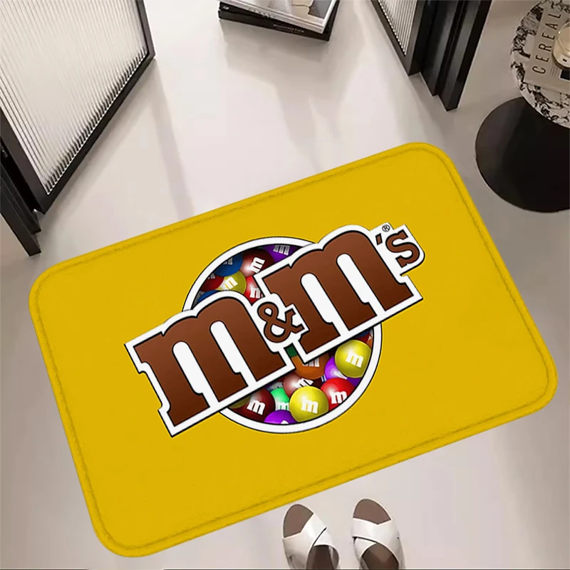 Kawaii Rug Living Room Carpet M&M Candy Snack Rugs Foot Carpets Entrance Doormat Floor Mats Anti Slip Mat Home Kitchen Hallway