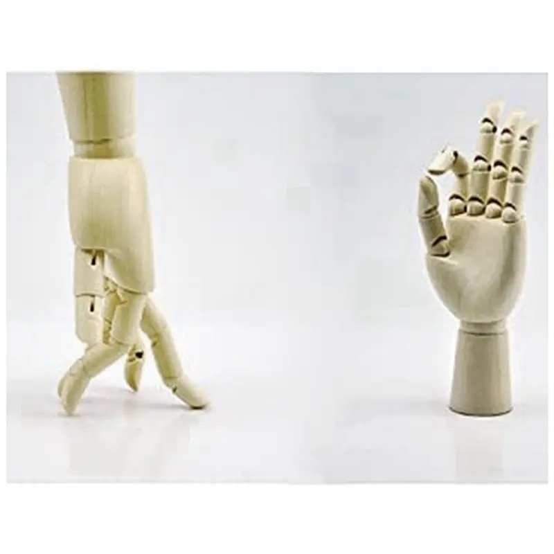 WCS-Wood Artist Drawing Manikin Articulated Mannequin With Wooden Flexible Fingers 4 Pcs(10 Inches-Left Hand Right Hand)
