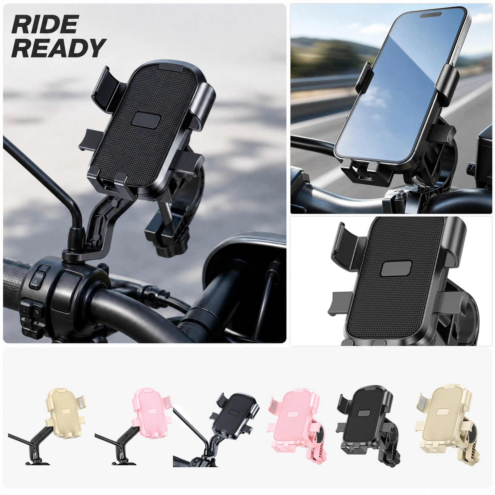 Phone Mount Bike Handlebar Cellphone Cradle Scooter Motorcycle Navigation Stand Shockproof Riding Road Trip Equipment Accessory