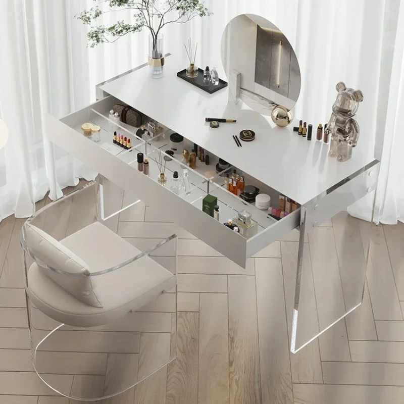 Acrylic Dressers Solid Wood Cabinet Bedroom Simple Design Modern Dressing Tables Makeup Stool With Mirror Minimalist Furniture