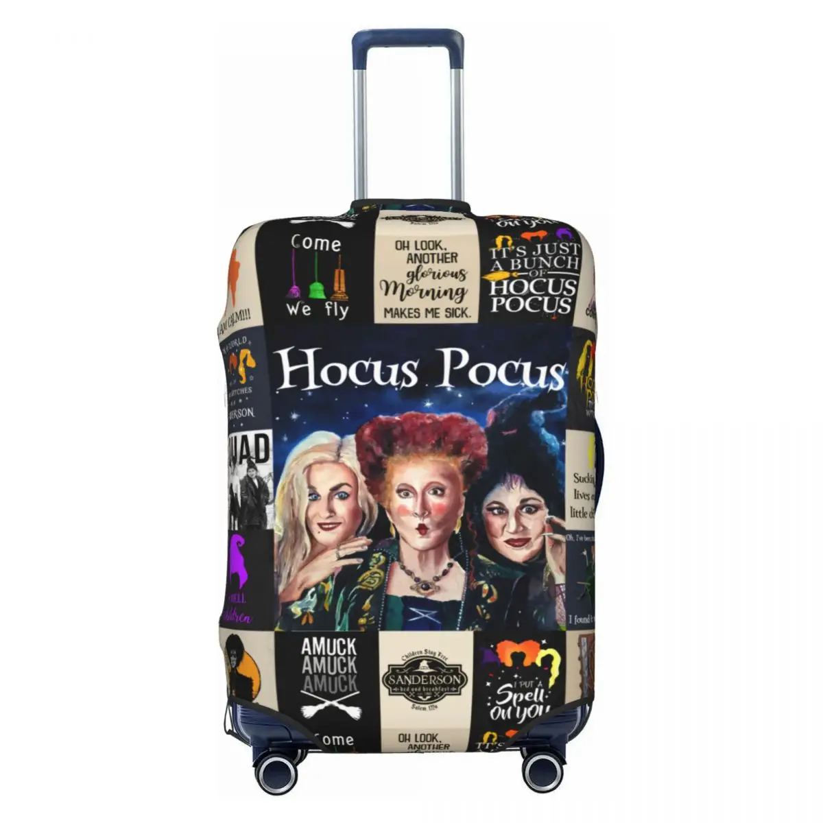 

Hocus Pocus Three Witches Luggage Cover Elastic Sanderson Sisters Travel Suitcase Protective Covers Fits 18-32 Inch