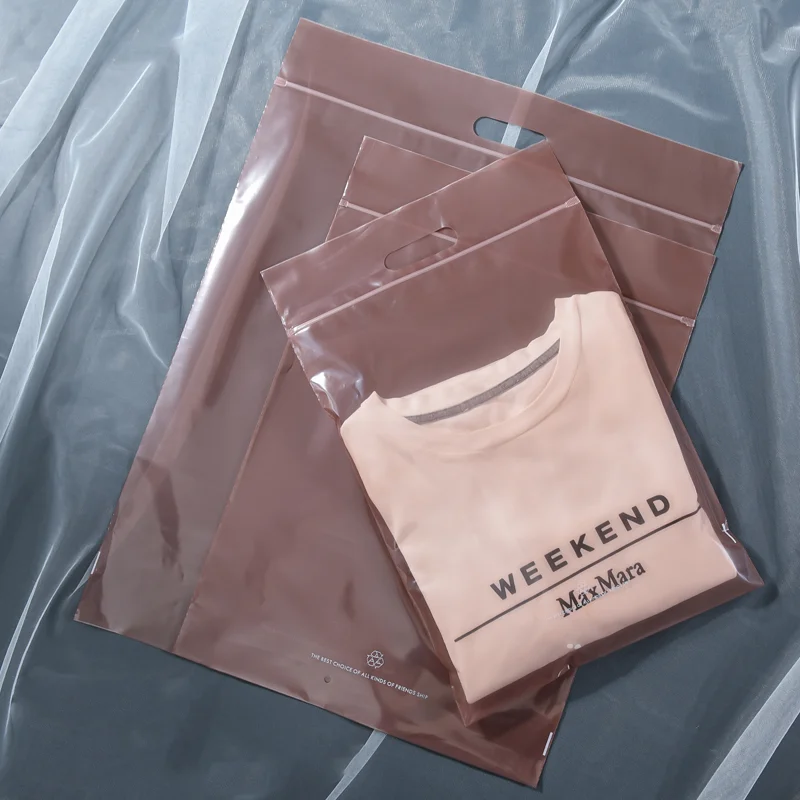 50 pieces of clothing transparent packaging ziplock bags PE self-adhesive zipper T-shirt gift bags clothes bags custom LOGO