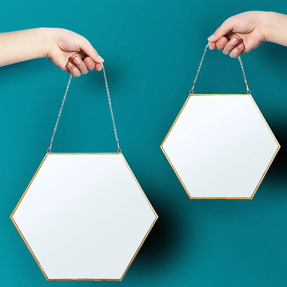 Espejo de maquillaje para colgar en la pared del baño, marco de Metal Premium, espejo de tocador que ahorra espacio para decoración del hogar, diseño moderno y elegante