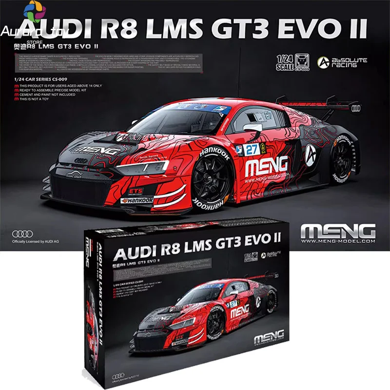 1/24 Meng Audi R8 LMS GT3 EVO II Racing Assembly Car Model CS-009 Assemble Figure Collectible Ornament Children Birthday Gift