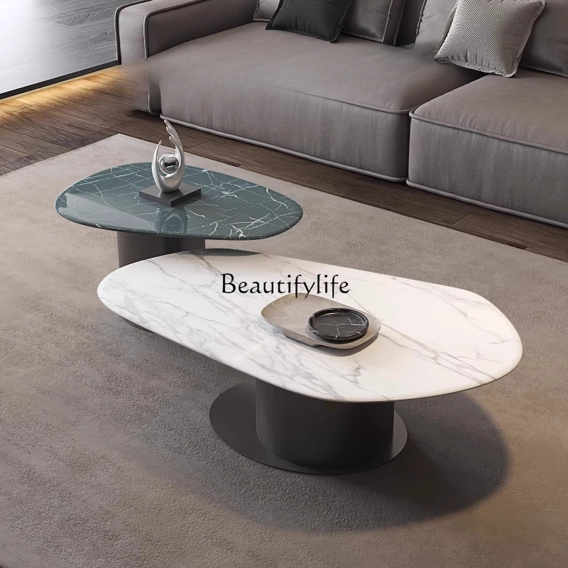 

*Italian minimalist triangular coffee table combination retractable small apartment living room home antique style