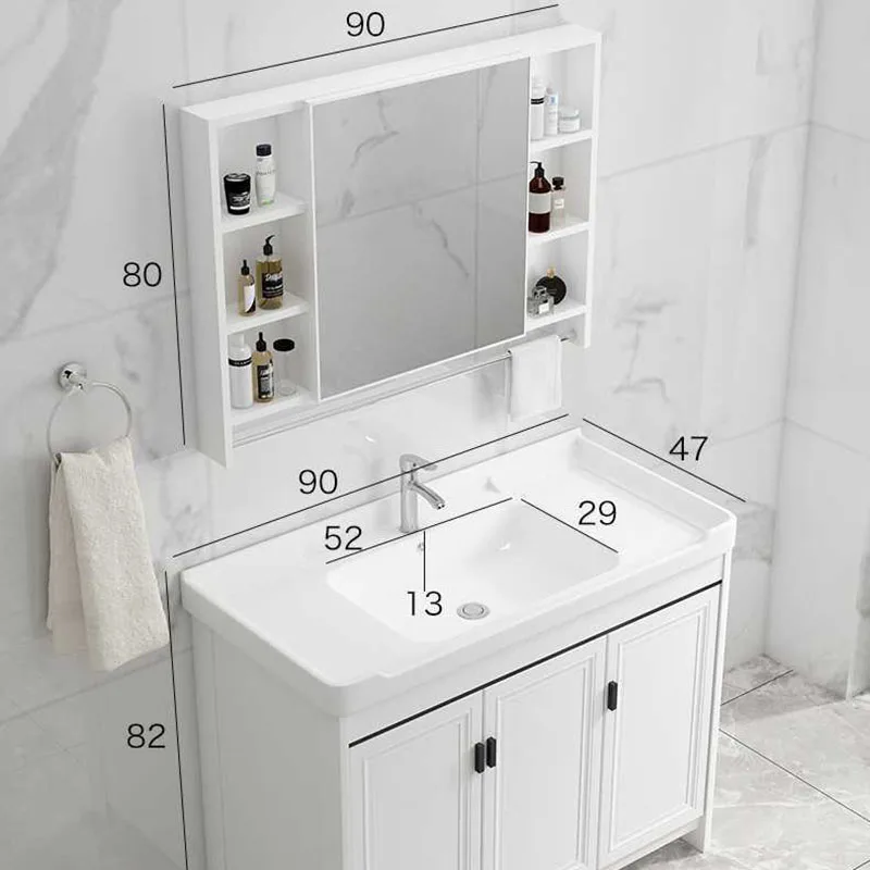 

Nordic Modern Floor Mounted Bathroom Cabinets with Mirror Washbasin Bathroom Vanity Storage Organizer Vestidores Hotel Furniture