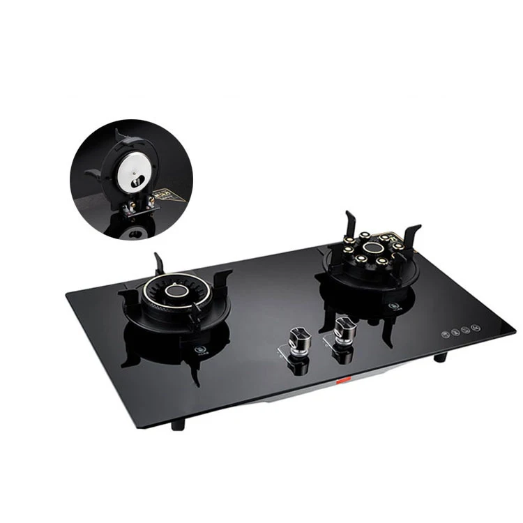 موقد غاز مزدوج الموقد - موقد منزلي مدمج مع غطاء حريق نحاسي، موفر للطاقة للمطابخ الحديثة