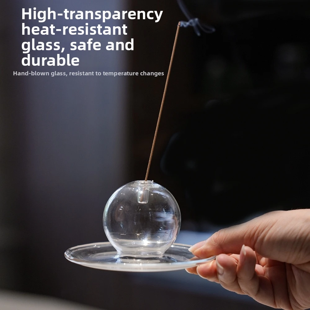 Ball Ornament Glass Ball Design Incense Holder With Tray Integrated Incense Stick Holder Transparent Incense Burner Yoga