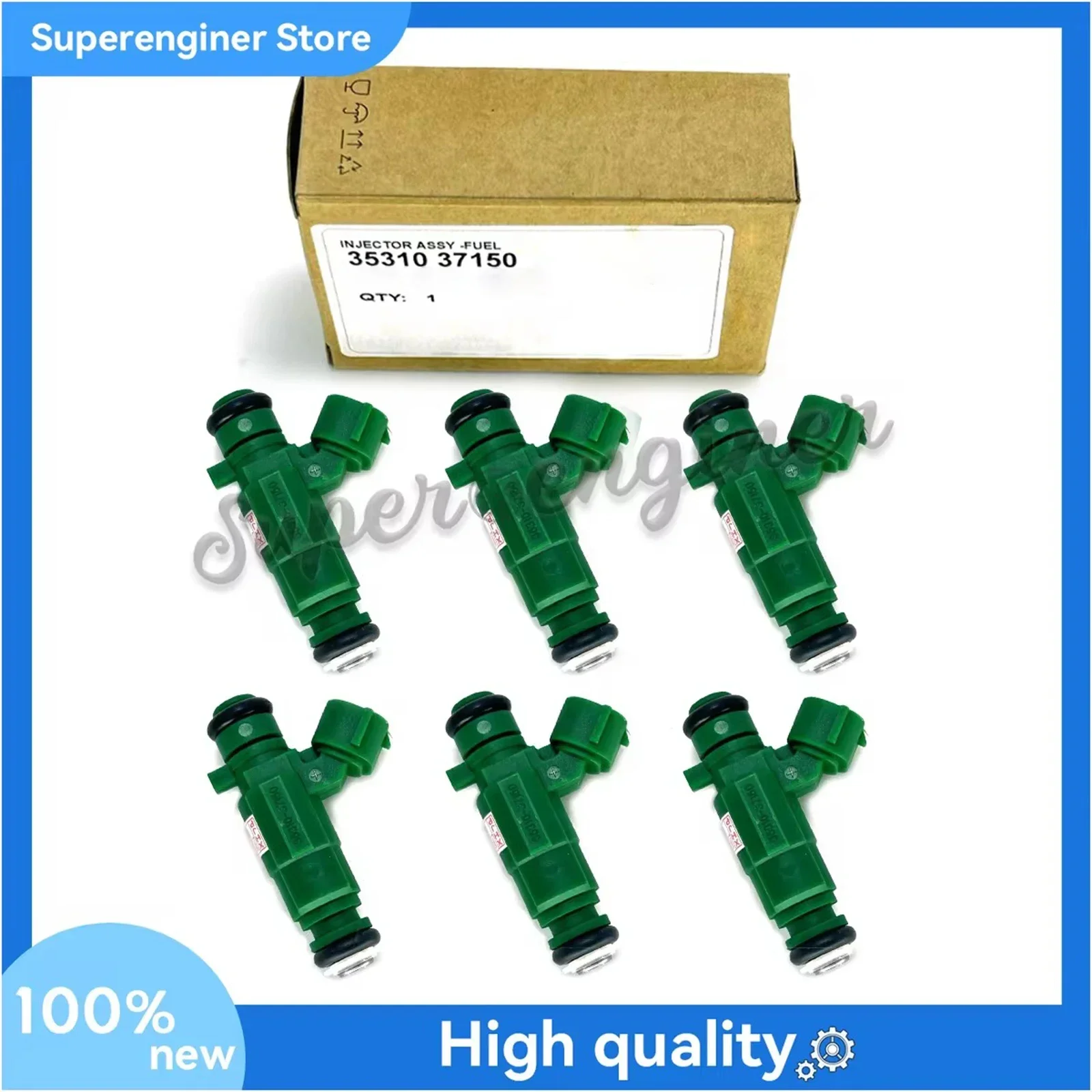 35310-37150 Set of 6 Fuel Injectors for Hyundai Accent Sonata Tiburon Kia Rio Rio5 Sportage