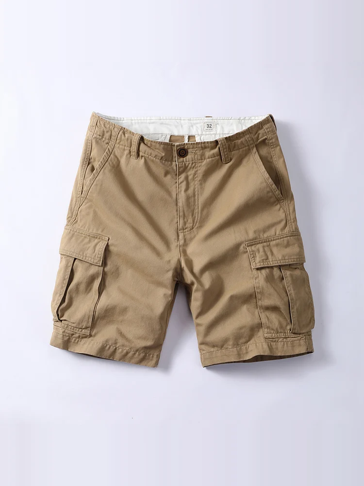 Pure Cotton Men's American Retro Casual Workwear orts Trendy Summer Loose Four ket Versatile Youthful Energy Sle