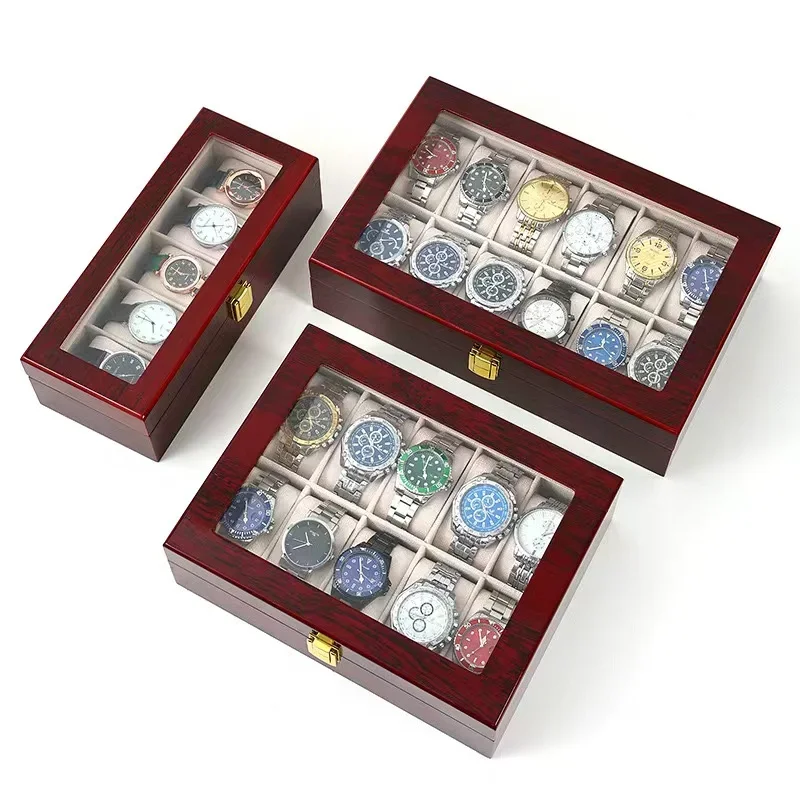 1/2/3/5/6/10/12 Grids Watch Organizers 6 Slots Wood Holder Boxes for Men Women  Watches Jewelry Display Luxury Wooden Watch Box