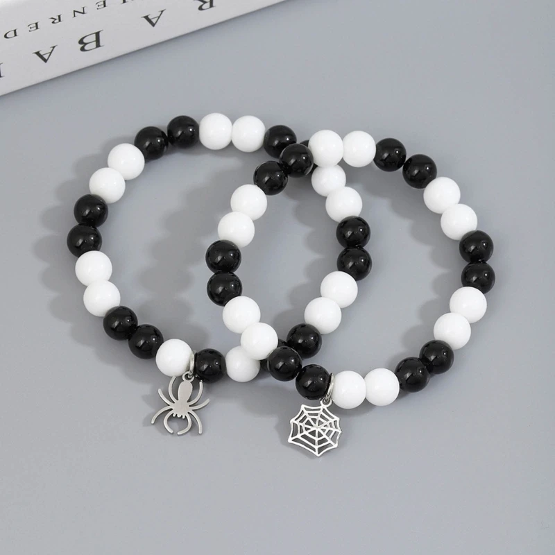 2 Pack Beaded Bracelet Couple Bracelet Pendant Bracelets Trendy Wrist Jewelry