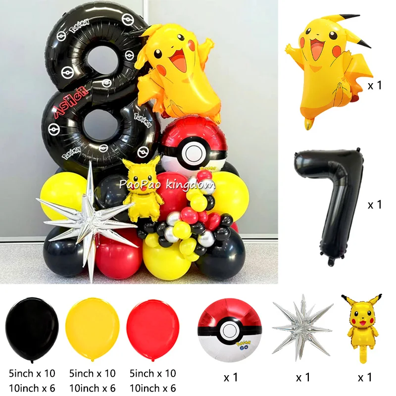 Niedliche Pikachu-Ballons Cartoon-Folienballons Geburtstagsparty-Deko-Set Kinder-Babyparty Feier-Party-Zubehör – Detail 7